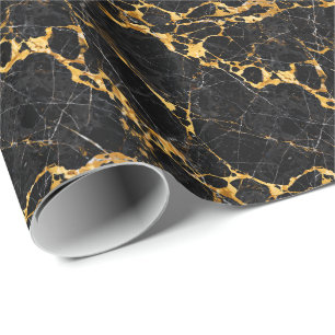Nero Portoro Luxus Schwarz Gold Marmor Design Geschenkpapier