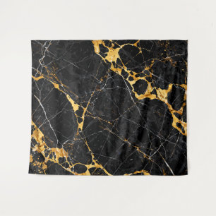 Nero Portoro Luxus Schwarz Gold Marmor Design Wandteppich
