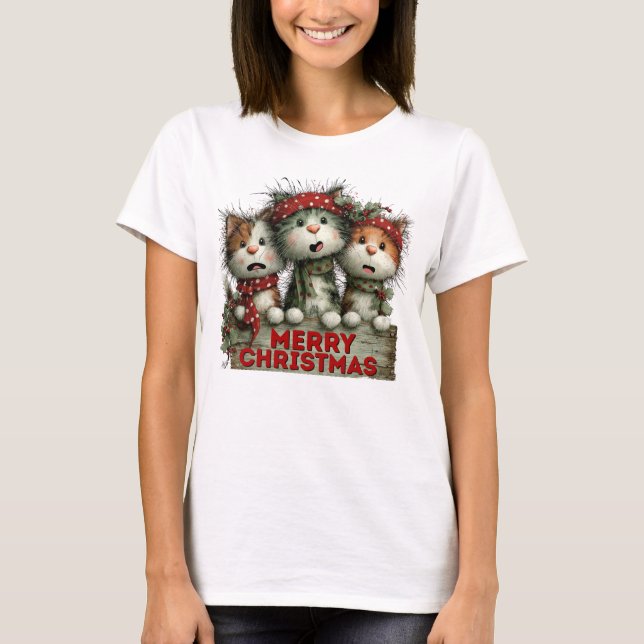 Nerry Christmas Cats T-Shirt (Vorderseite)