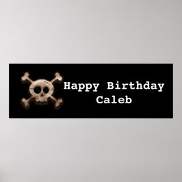 Nervenkitzel & Knochen Geburtstagsparty-Banner Poster