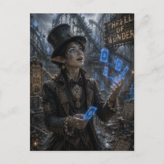 Nervenkitzel / Zauberer / Achterbahn Postkarte