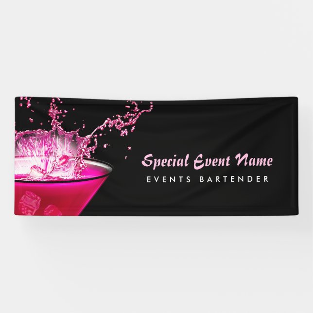 Nervöse schwarzes und rosa Spritzen-als Barmixer Banner (Horizontal)