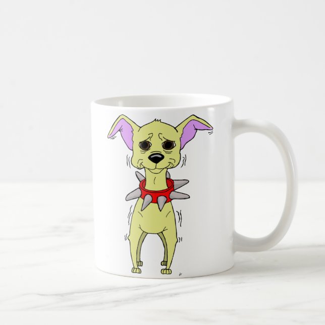Nervöser Chihuahua-Cartoon Kaffeetasse (Rechts)