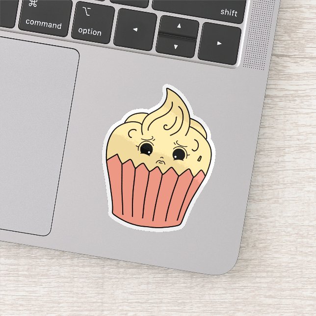 Nervöser Vanille-Cupcake Aufkleber (Detail)
