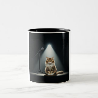 Nervous Cat Open Mic Zwei-Tone-Tasse Zweifarbige Tasse