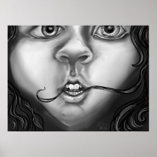 Nervous Habit Girl Moderne monochrome Kunst Poster