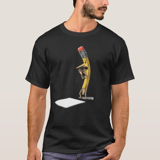 Nervous Pencil Cartoon Funny Gift T - Shirt (Vorderseite)