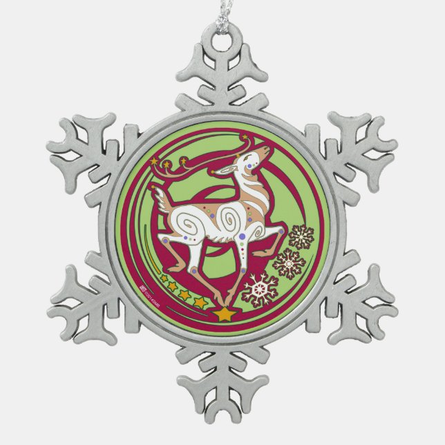 Nerz Holidaze Weihnachtsverzierungrot 2017/Citrine Schneeflocken Zinn-Ornament (Vorderseite)