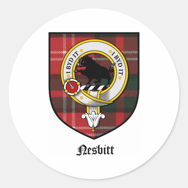 Nesbitt Clan Wappen Abzeichen Tartan Runder Aufkleber (Vorderseite)