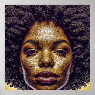 Nessa Queen Golden Brown Hair Black Melanin Afro Poster