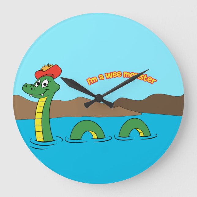 Nessie (Loch- Nessmonster) Große Wanduhr (Vorderseite)