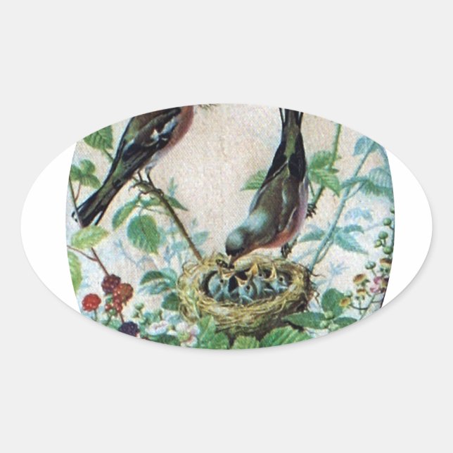 Nest der Freude: Liebe des jungen Geistes in der F Ovaler Aufkleber (Vorderseite)