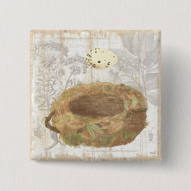 Nest mit gesprenkeltem Ei Button (Vorderseite)
