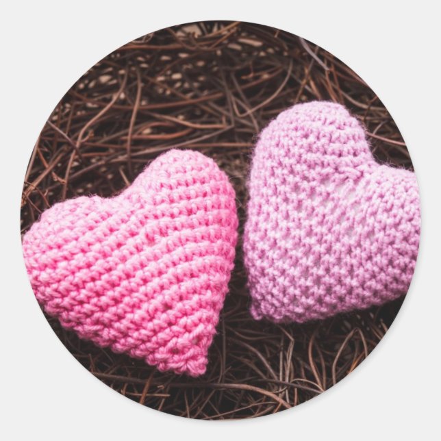 Nest mit Herz Runder Aufkleber (Vorderseite)
