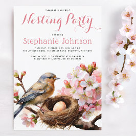 Nest Party Bird Nest Ei Pink Floral Wasserfarbe Einladung