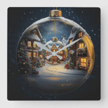 Nestelndes Weihnachtsbaumschmuck-Dorf-Uhr