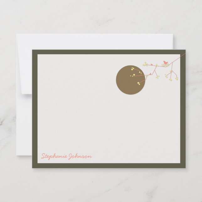 Nesting Bird and Family Baby Danke Note Card Einladung (Vorderseite)