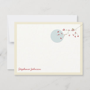 Nesting Bird and Family Baby Danke Note Card Mitteilungskarte