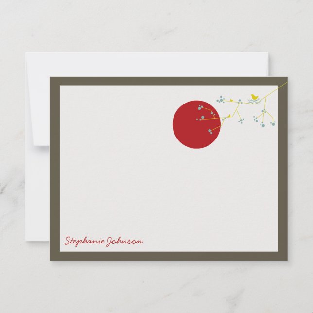 Nesting Bird and Family Baby Danke Note Card Mitteilungskarte (Vorderseite)