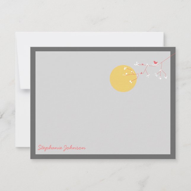 Nesting Bird and Family Baby Danke Note Card Mitteilungskarte (Vorderseite)