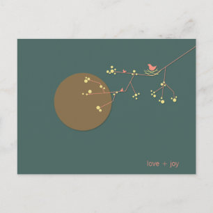 Nesting Bird and Family Baby Danke, Postcard Postkarte