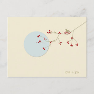 Nesting Bird and Family Baby Danke, Postcard Postkarte