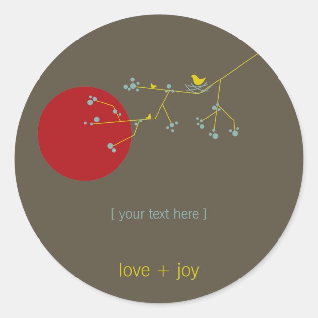 Nesting Bird Family auf Branchen Simple Baby Showe Runder Aufkleber (Vorderseite)