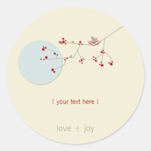 Nesting Bird Family auf Branchen Simple Baby Showe Runder Aufkleber