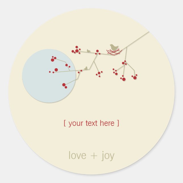 Nesting Bird Family auf Branchen Simple Baby Showe Runder Aufkleber (Vorderseite)