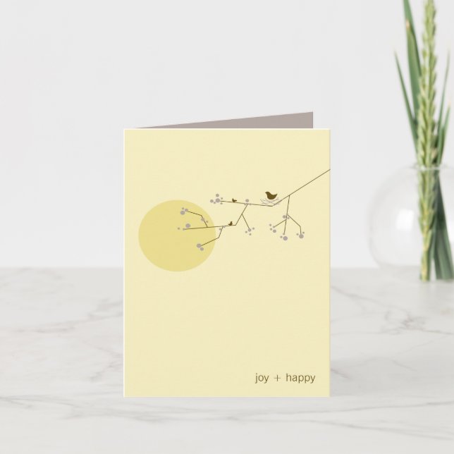 Nesting Bird & Family Baby Danke Note Card (Vorderseite)