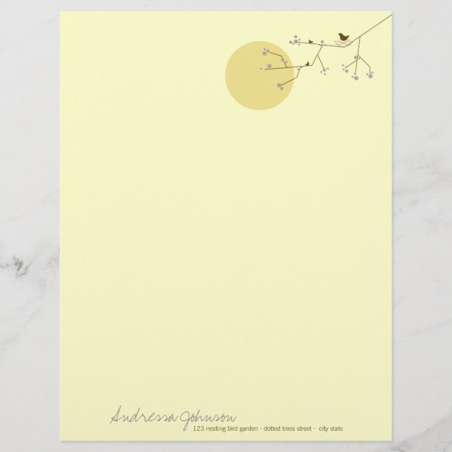 Nesting Bird Family Baby Duschbriefe Briefbogen (Vorderseite)