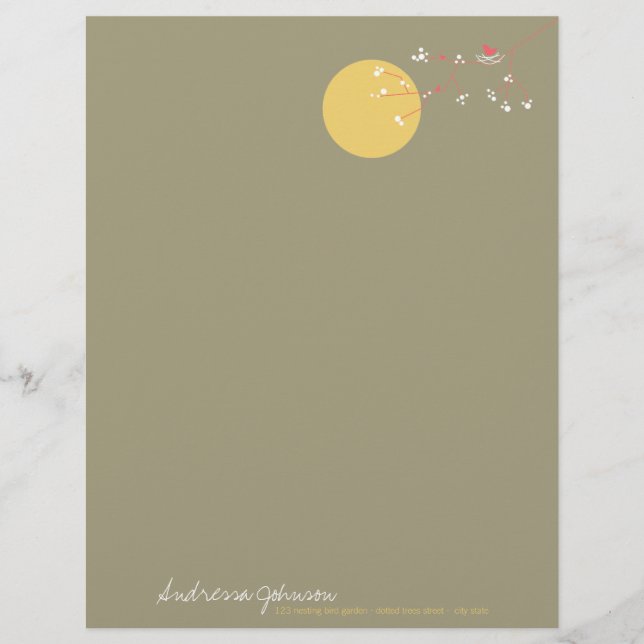 Nesting Bird Family Baby Duschbriefe Briefkopf (Vorderseite)