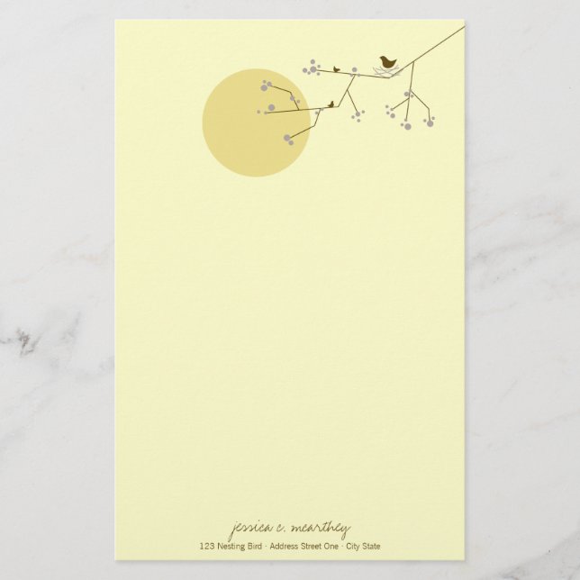 Nesting Bird Family Baby Shower Stationery Paper Briefpapier (Vorderseite)