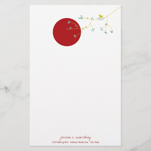 Nesting Bird Family Baby Shower Stationery Paper Briefpapier (Vorderseite)