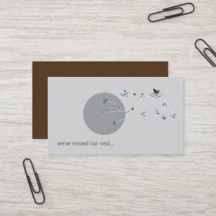 Nesting Bird + Family Blue Custom New Zuhause Addr Visitenkarte