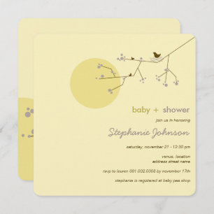 Nesting Bird Family Tree Simple Chic Baby Dusche Einladung