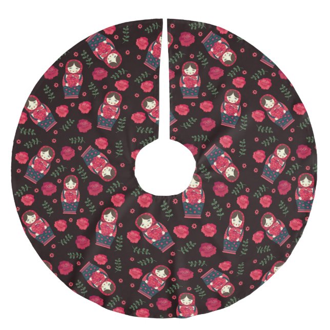 Nesting Dolls Polyester Weihnachtsbaumdecke (Vorderseite)