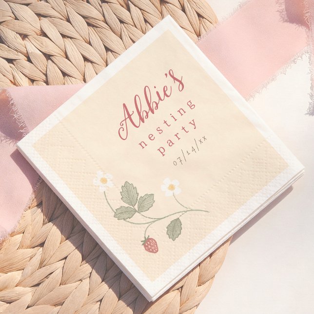Nesting Party Beeren & Blumen Mädchen Baby Shower Serviette (Von Creator hochgeladen)
