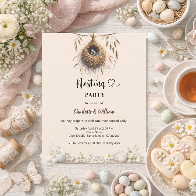 Nesting party bird spring baby shower invitation (Von Creator hochgeladen)