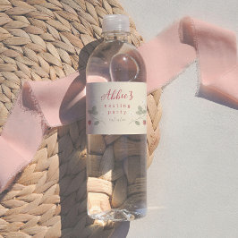 Nesting Party Strawberries Floral Girl Baby Shower Wasserflaschenetikett