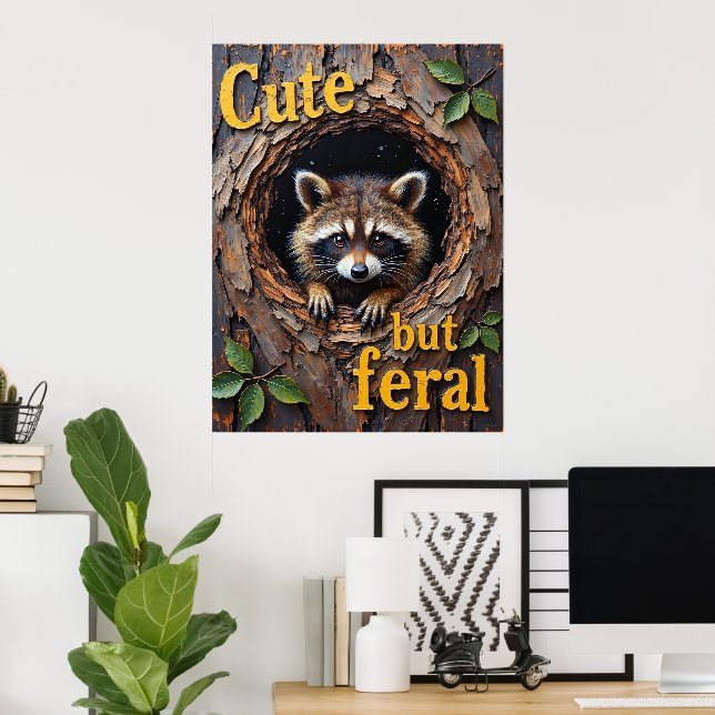 Nestled Prowler: Eine Raccoon's Perch Poster (Heimbüro)