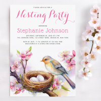 Nests Party Watercolor Bird Nest Zwei Eier Blumens