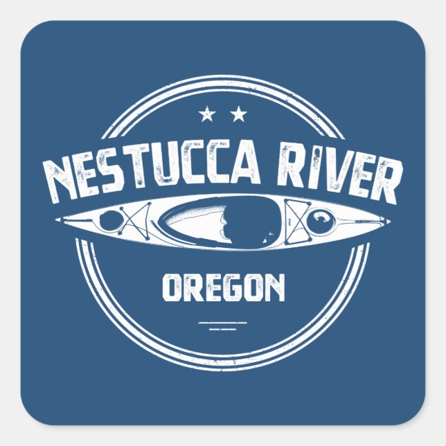 Nestucca River Oregon Kayaking Quadratischer Aufkleber (Vorderseite)