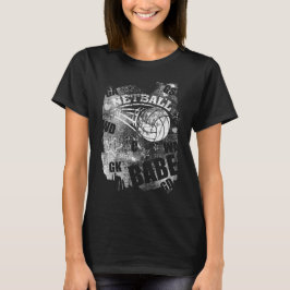 Netball Babe's, Black Grunge Netball T-Shirt