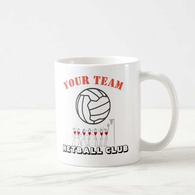 Netball-Ball-Themed Team-Name personalisiert Kaffeetasse (Rechts)