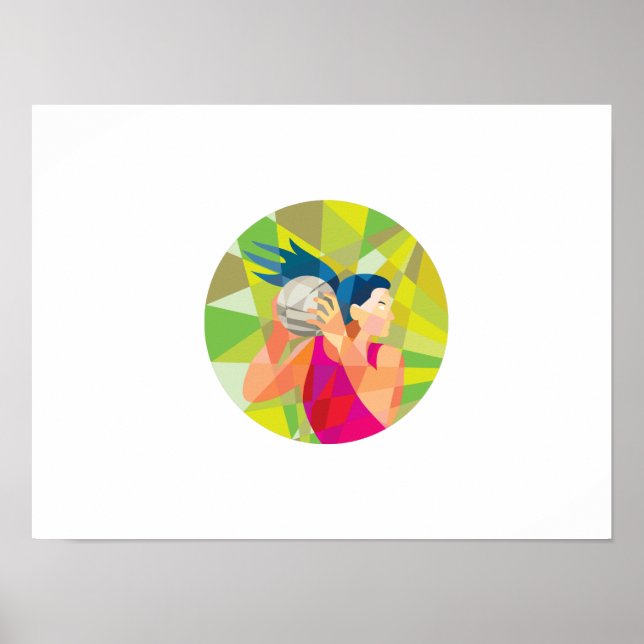 Netball-Ball-Umladung Low Polygon Poster (Vorne)