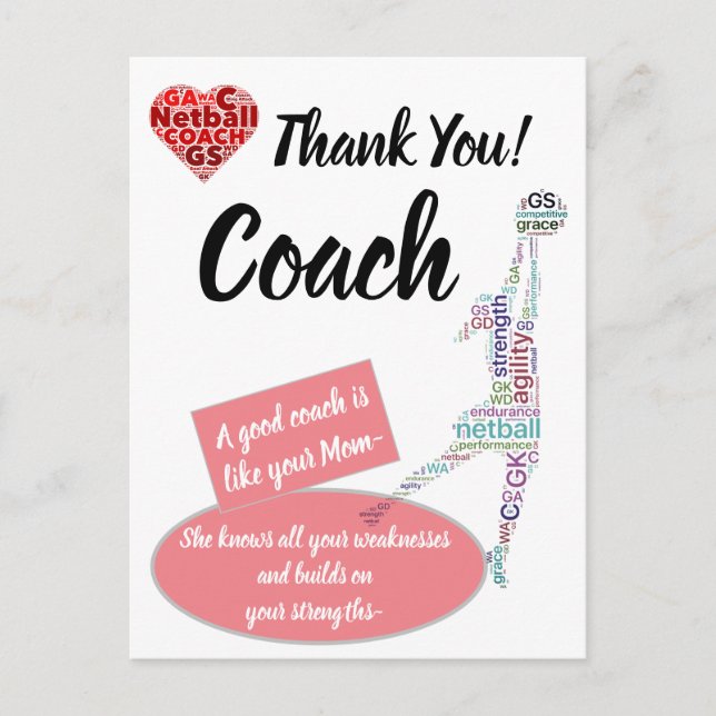 Netball Coach für Inspiration danke Postkarte (Vorderseite)