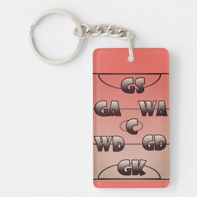 Netball-Gericht und Spieler-Positions-Entwurf Schlüsselanhänger (Vorderseite)