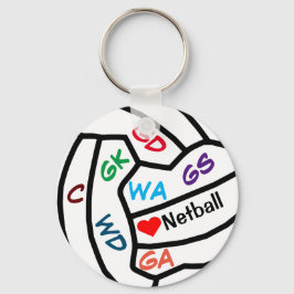 Netball Player positioniert Ball Design Keyring Schlüsselanhänger