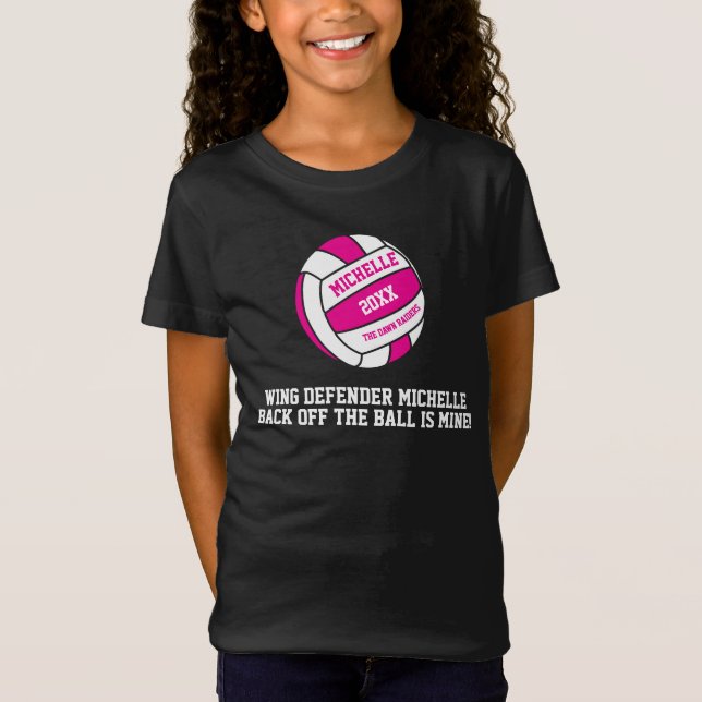 Netball-Rosa-Weiß-Flügelverteidiger T-Shirt (Vorderseite)